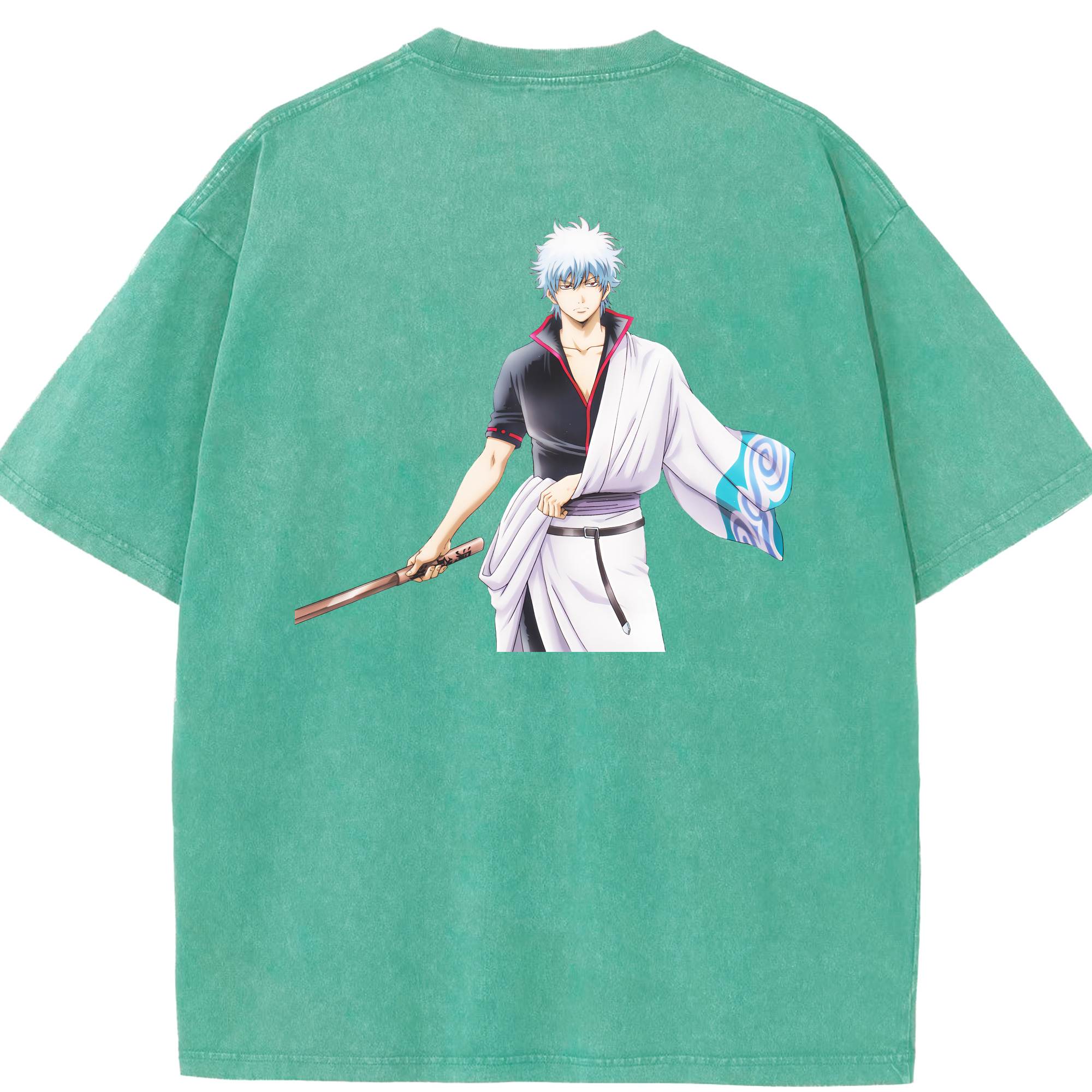 （画像用） ぎんたま 坂田銀時（さかたぎんとき） 神楽 志村新八（しむら しんぱち） GINTAMA Sakata Gintoki Kagura Shimura Shinpachi 綿100% ヴィンテージ風 半袖Tシャツ（背面プリント）